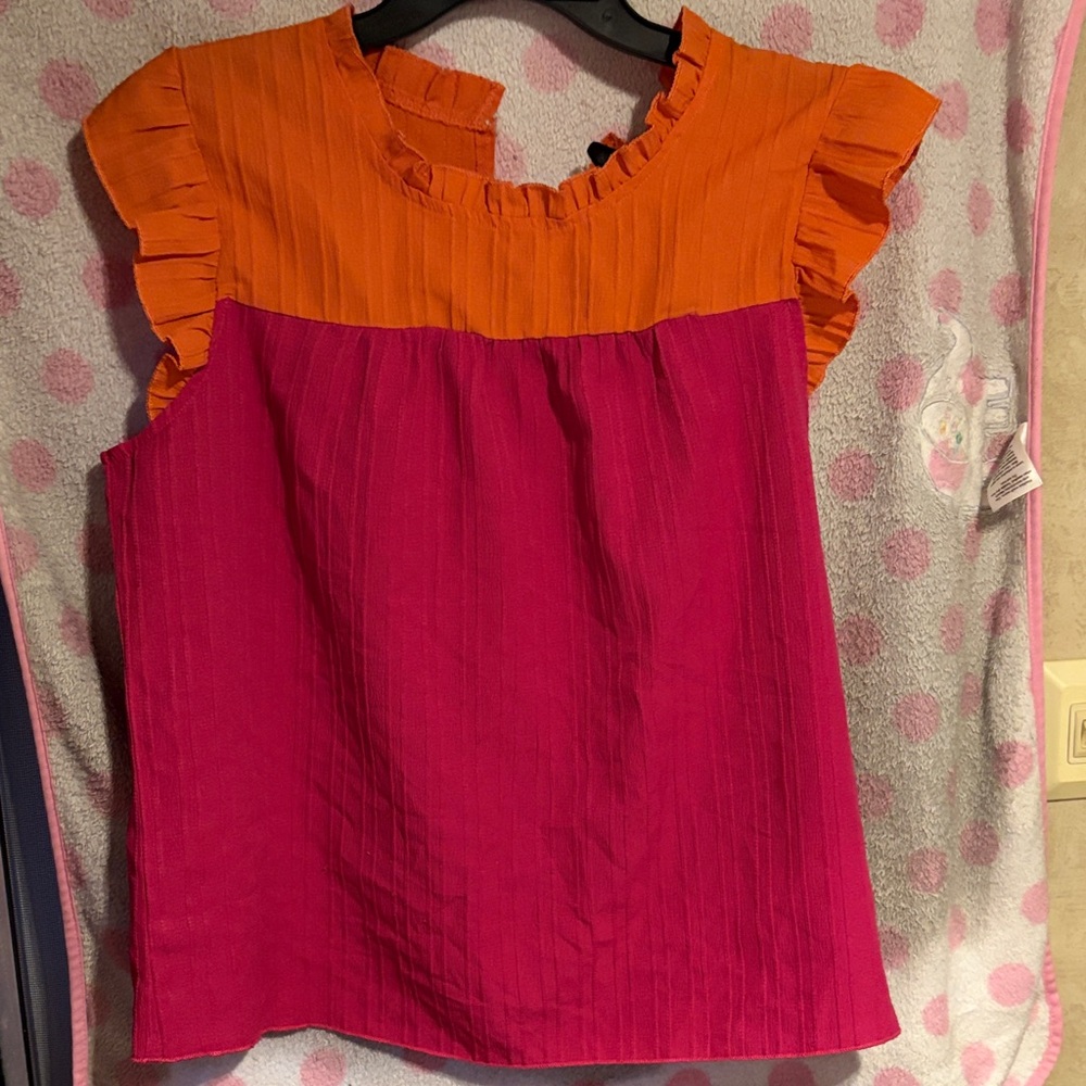 SHEIN Bright Orange Top with Ruffle Detail